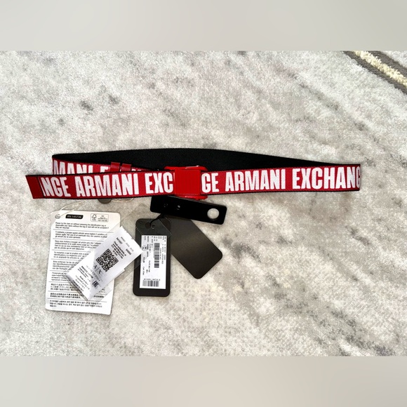 NWT ARMANI EXCHANGE RED LOGO BELT SIZE 80/32 MEDIUM - Picture 4 of 6